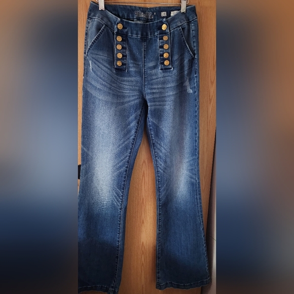 Miss Me Blue Flare Wide Leg Jeans - Picture 1 of 8